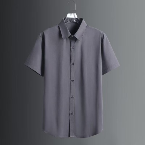 Brand new men's shirt, black ice silk, non-iron short sleeve, business casual
