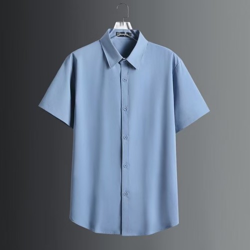 Brand new men's shirt, black ice silk, non-iron short sleeve, business casual